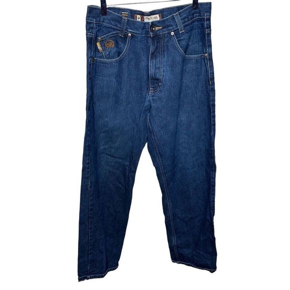 Y2K Mecca USA Wide Leg Embroidered Skater Jeans 32/34 - Picture 1 of 4
